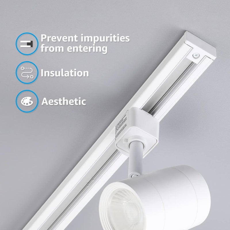 LEONLITE 10-Pack H Track End Cap, H Type Single Circuit 3-Wire Track Lighting End Stop, UL Listed, Flame Retardant Material, for H Track System, White - Image 3